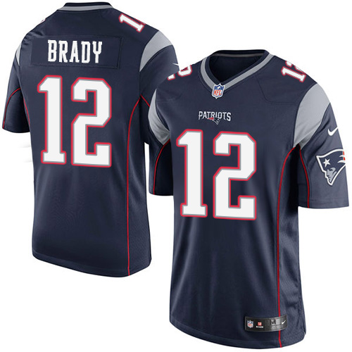 Men's Limited Tom Brady Nike Jersey Navy Blue Home - #12 NFL New England Patriots